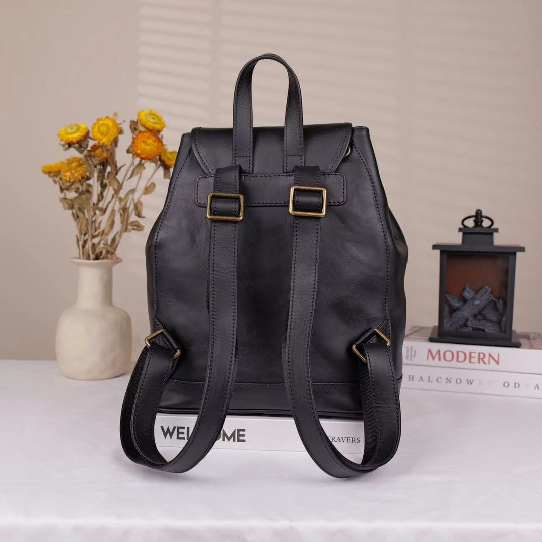 Small Leather Backpacks For Ladies Drawstring Leather Small Backpack Women's