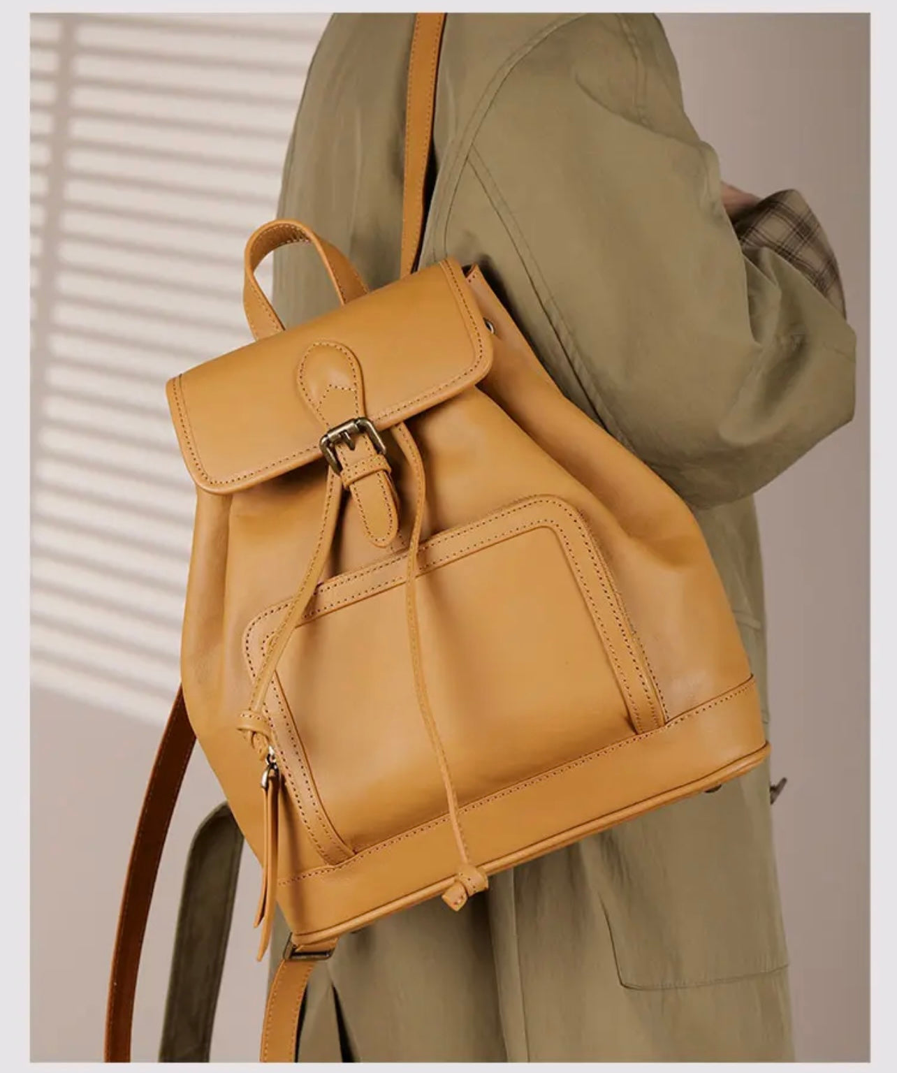 compact leather backpack Small Leather Backpacks For Ladies Drawstring Leather Small Backpack Women's