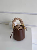 Women's Crossbody Bucket Bag Drawstring Leather Small Leather Bucket Bag Crossbody 