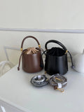 Women's Crossbody Bucket Bag Drawstring Leather Small Leather Bucket Bag Crossbody 