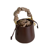 Women's Crossbody Bucket Bag Drawstring Leather Small Leather Bucket Bag Crossbody 