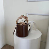 Women's Crossbody Bucket Bag Drawstring Leather Small Leather Bucket Bag Crossbody 