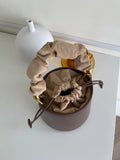 Women's Crossbody Bucket Bag Drawstring Leather Small Leather Bucket Bag Crossbody 