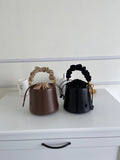 Women's Crossbody Bucket Bag Drawstring Leather Small Leather Bucket Bag Crossbody 