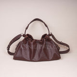 BROWN Leather Drawstring Bucket Bag Soft Leather Leather Bucket Handbag Purse 