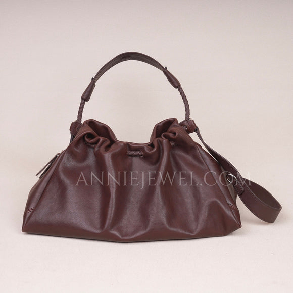 Women's Crossbody Bucket Bag Drawstring Soft Leather Leather Bucket Bag - Annie Jewel