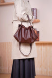 Women's Crossbody Bucket Bag Drawstring Soft Leather Leather Bucket Bag - Annie Jewel