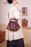 Women's Crossbody Bucket Bag Drawstring Soft Leather Leather Bucket Bag - Annie Jewel