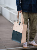 Full Grain Leather Tote Bag Vertical Leather Tote Bag Color Block Tote Mens