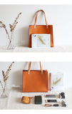 Full Grain Leather Tote Tan Genuine Leather Tote Structured Leather Tote Bag Womens - Annie Jewel
