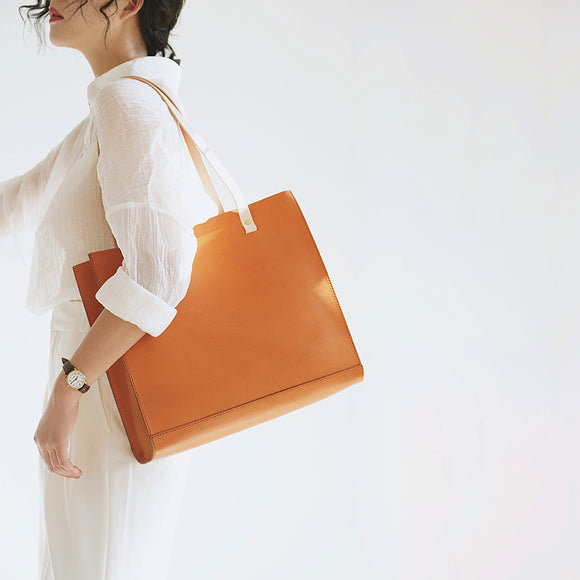 Full Grain Leather Tote Tan Genuine Leather Tote Structured Leather Tote Bag Womens - Annie Jewel
