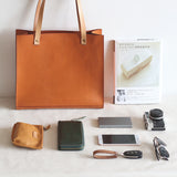 Full Grain Leather Tote Tan Genuine Leather Tote Structured Leather Tote Bag Womens - Annie Jewel