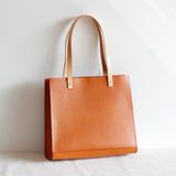 Full Grain Leather Tote Tan Genuine Leather Tote Structured Leather Tote Bag Womens - Annie Jewel