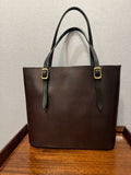 Women's chocolate brown tote bag Medium Tote Zip Top Leather Tote Bag 