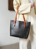 Women's black Leather Tote Bag Medium Tote Zip Top Leather Tote Bag 