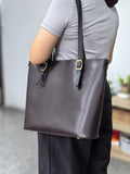 Women's Dark Brown Leather Tote Bag Medium Tote Zip Top Leather Tote Bag 