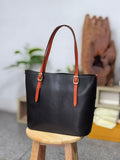 Women's black Leather Tote Bag Medium Tote Zip Top Leather Tote Bag 