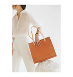Full Grain Leather Tote Tan Genuine Leather Tote Structured Leather Tote Bag Womens - Annie Jewel