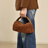 brown Genuine Leather And Suede Handbags Small Suede Leather Crossbody Bag For Ladies 