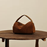 brown Genuine Leather And Suede Handbags Small Suede Leather Crossbody Bag For Ladies 