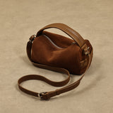brown Genuine Leather And Suede Handbags Small Suede Leather Crossbody Bag For Ladies 
