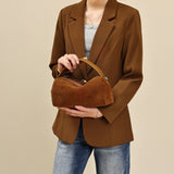brown Genuine Leather And Suede Handbags Small Suede Leather Crossbody Bag For Ladies 