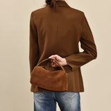 brown Genuine Leather And Suede Handbags Small Suede Leather Crossbody Bag For Ladies 