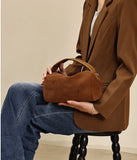 brown Genuine Leather And Suede Handbags Small Suede Leather Crossbody Bag For Ladies 