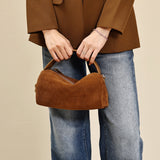 brown Genuine Leather And Suede Handbags Small Suede Leather Crossbody Bag For Ladies 