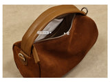 brown Genuine Leather And Suede Handbags Small Suede Leather Crossbody Bag For Ladies 
