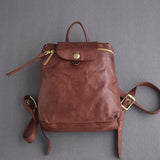 Coffee Leather Backpack Womens Small Leather Rucksack Womens 