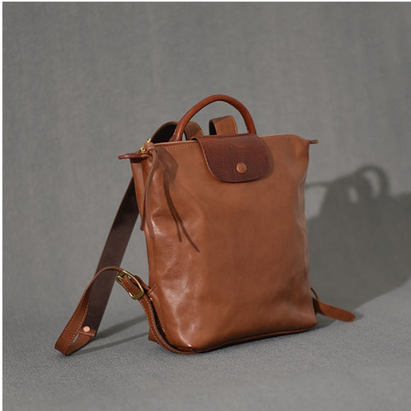 Brown Leather Rucksack Ladies Genuine Leather Backpack Womens Brown 