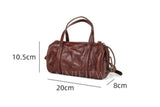 Brown Leather Mini Barrel Bag Mini Leather Cylinder Bag Small Leather Bowling Bag Womens - Annie Jewel