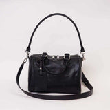 Small Black Leather Boston Bag Genuine Leather Boston Bag Handbag Womens - Annie Jewel