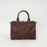 Small brown Leather Boston Bag Genuine Leather Boston Bag Handbag Womens - Annie Jewel