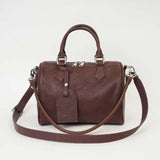Small brown Leather Boston Bag Genuine Leather Boston Bag Handbag Womens - Annie Jewel