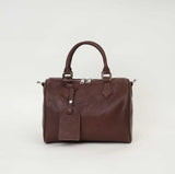 Genuine Leather Boston Bag Brown Womens Small Leather Boston Handbag - Annie Jewel