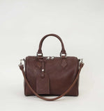 Small brown Leather Boston Bag Genuine Leather Boston Bag Handbag Womens - Annie Jewel