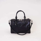 Genuine Leather Boston Bag BLACK Womens Small Leather Boston Handbag - Annie Jewel
