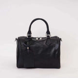 Genuine Leather Boston Bag BLACK Womens Small Leather Boston Handbag - Annie Jewel