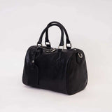 Genuine Leather Boston Bag BLACK Womens Small Leather Boston Handbag - Annie Jewel