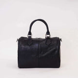 Genuine Leather Boston Bag BLACK Womens Small Leather Boston Handbag - Annie Jewel