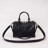 Genuine Leather Boston Bag BLACK Womens Small Leather Boston Handbag - Annie Jewel