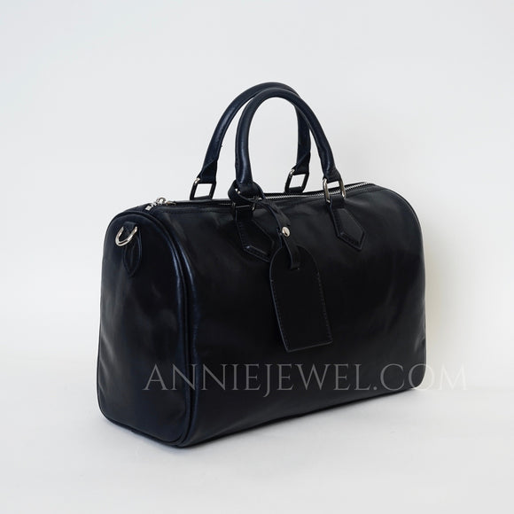 Women's Boston Bag Black Small Leather Boston Bag Leather Bags Boston Handbag - Annie Jewel
