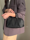 Black Genuine Leather Boston Bag Womens Small Leather Boston Handbag - Annie Jewel