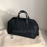 Black Genuine Leather Boston Bag Womens Small Leather Boston Handbag - Annie Jewel