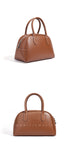 Genuine Leather Bowling Bag Brown Bowler Handbag For Women 