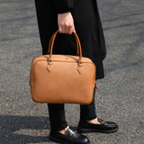 brown Leather Bowling Bag brown Bowler Handbag For Women 