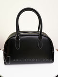 Women's Leather Bowling Bag Leather Black Bowling Bag Handbag