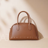 Women's Leather Bowling Bag brown Leather Bowling Bag Handbag